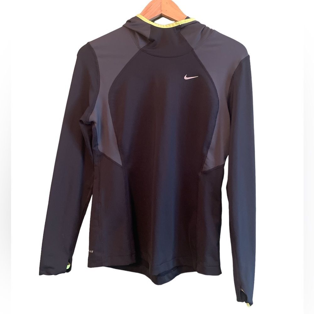 Nike Running Black Neon Trim Light Pullover Sweater Long Sleeve Athletic Sz L - Picture 1 of 7